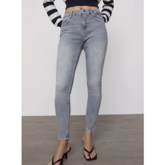 ZARA Premium Denim Skinny High Rise Jeans Size 6 Gray